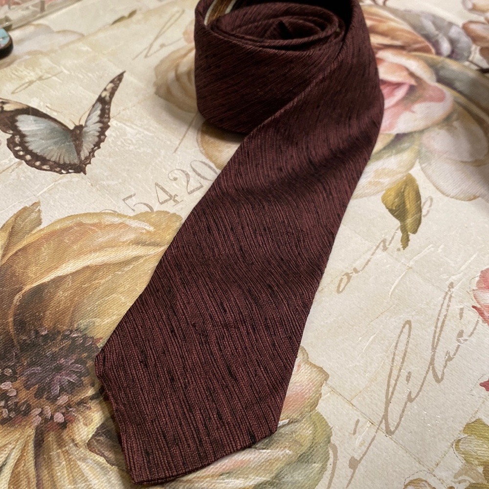 Vintage Cotton & Silk Skinny Tie stripes in shades of gold & brown 2 1/2” x 58”